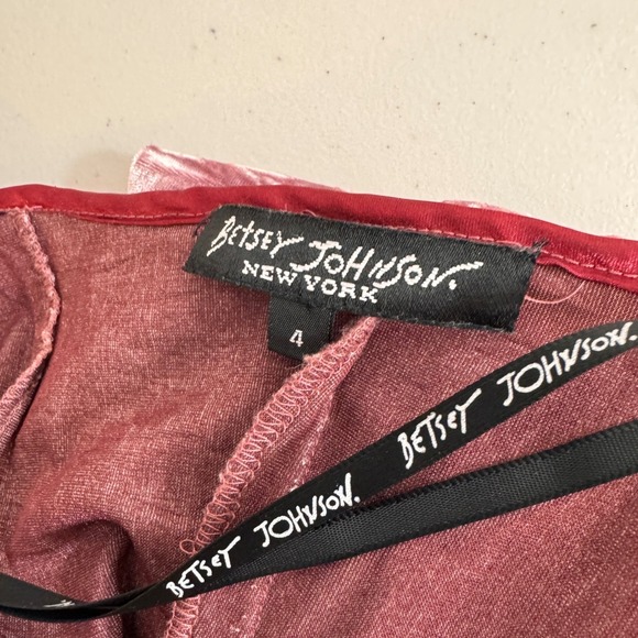 Vintage Betsey Johnson Crushed Velvet Lace Slip Babydoll Dress 4 Pink Coquette - Picture 11 of 13